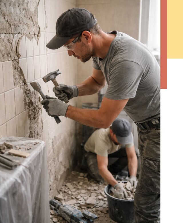 Демонтаж плитки со стен в Скопине от 886 руб. — быстро и недорого | ОТДЕЛОЧНИК-Скп