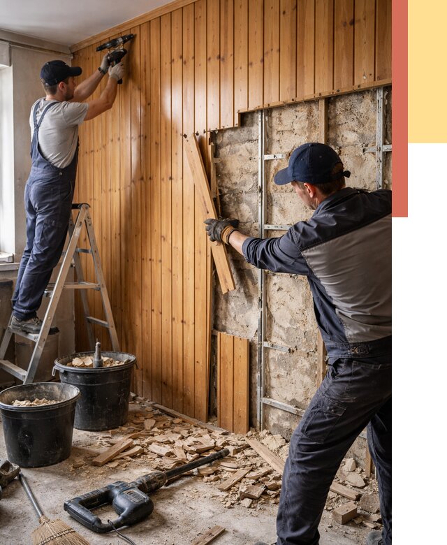 Демонтаж вагонки со стен в Скопине от 1511 руб. — снятие, удаление, срочно | ОТДЕЛОЧНИК-Скп