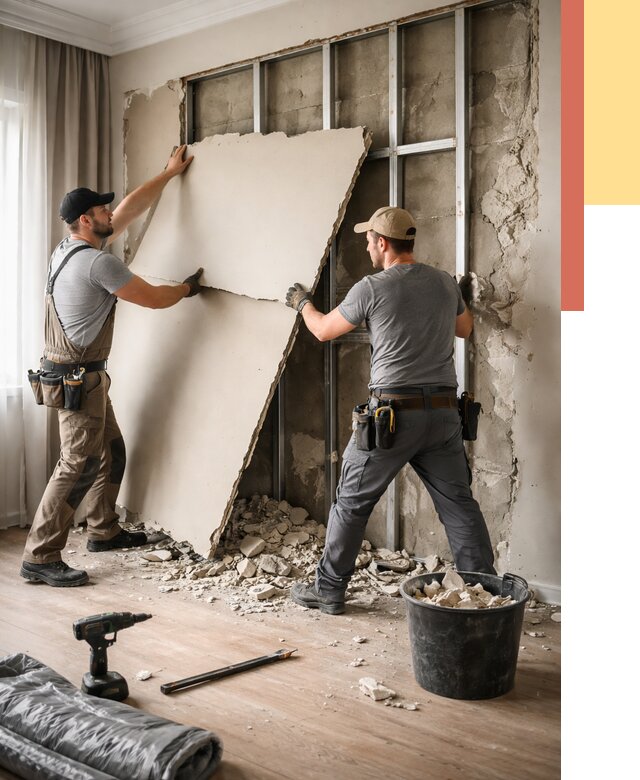 Демонтаж гипсокартона со стен в Скопине от 365 руб. — услуги демонтажа | ОТДЕЛОЧНИК-Скп