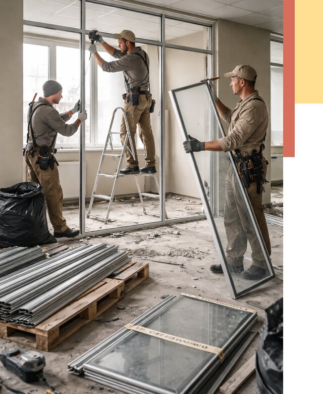 Демонтаж алюминиевых перегородок в Скопине от 4377 руб. — быстро и недорого | ОТДЕЛОЧНИК-Скп