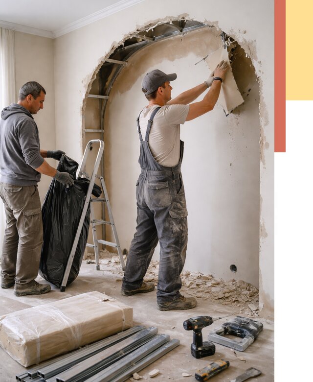 Демонтаж арки из гипсокартона в Скопине от 3647 руб. — услуги под ключ | ОТДЕЛОЧНИК-Скп