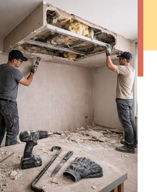 Демонтаж короба из гипсокартона в Скопине от 1584 руб. — быстро и недорого | ОТДЕЛОЧНИК-Скп