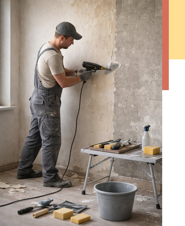 Очистка стен от клея в Скопине от 1928 руб. — снятие и удаление клея со стен | ОТДЕЛОЧНИК-Скп