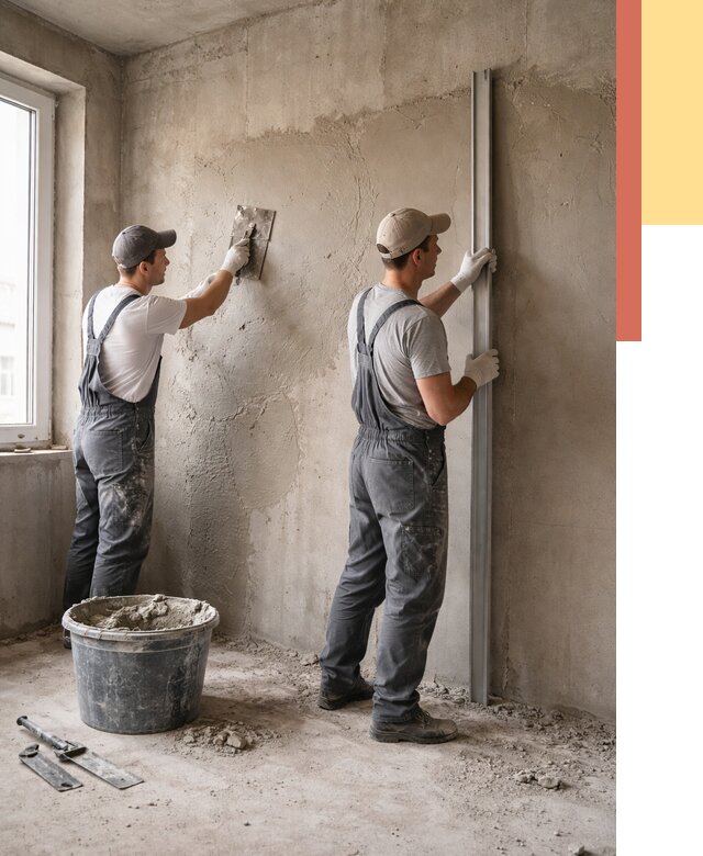 Штукатурка бетонных стен в Скопине от 4689 руб/м² — качественно и быстро | ОТДЕЛОЧНИК-Скп