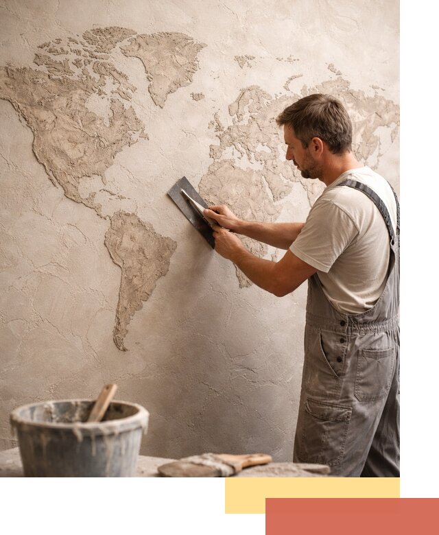 Декоративная штукатурка «Карта мира» под ключ в Скопине