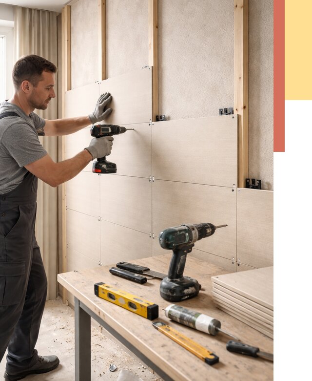 Монтаж МДФ панелей на стены в Скопине от 1303 руб. под ключ | ОТДЕЛОЧНИК-Скп