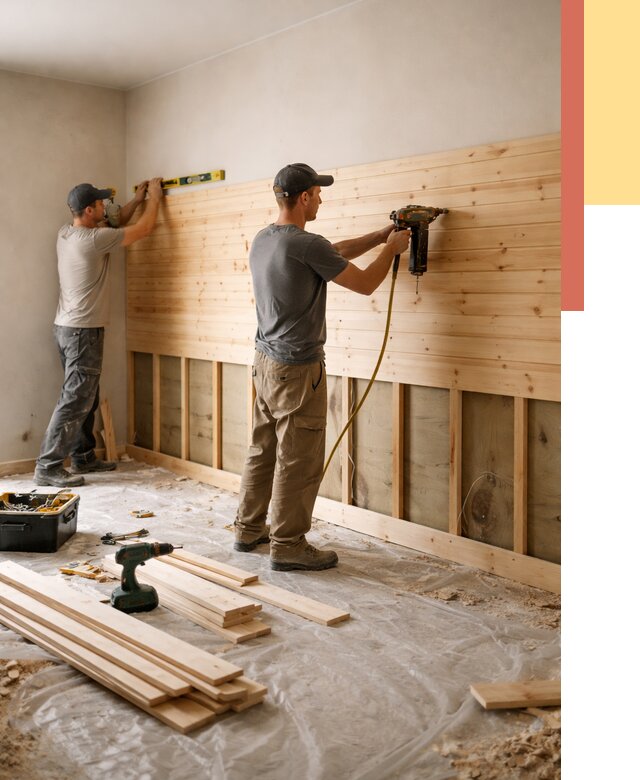 Монтаж деревянной вагонки на стены в Скопине от 7816 руб. | Услуги монтажа вагонки | ОТДЕЛОЧНИК-Скп