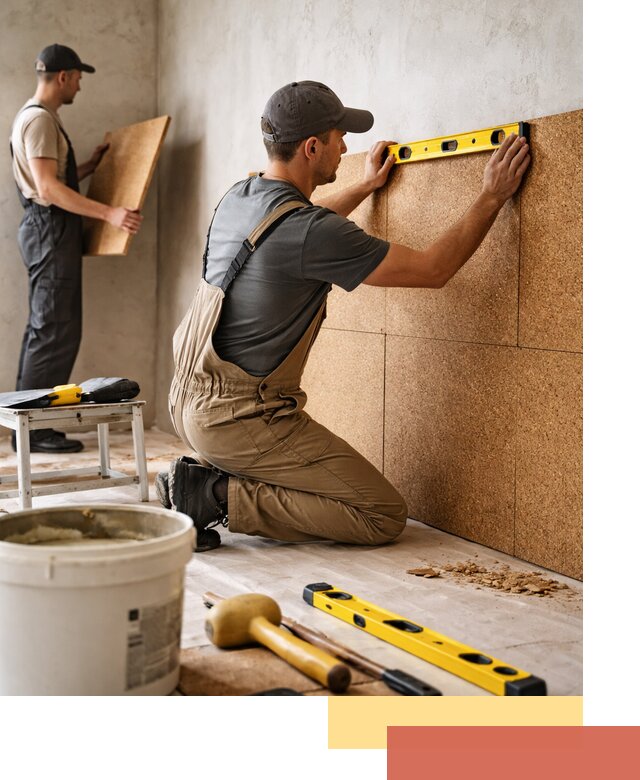 Монтаж пробковых панелей на стены в Скопине быстро и качественно