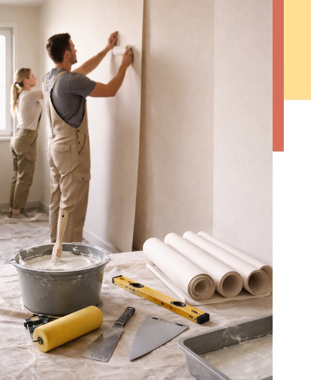 Поклейка бумажных обоев в Скопине от 5732 руб./м2 — быстро и недорого | ОТДЕЛОЧНИК-Скп