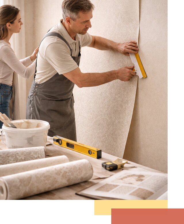 Поклейка обоев с подбором рисунка в Скопине