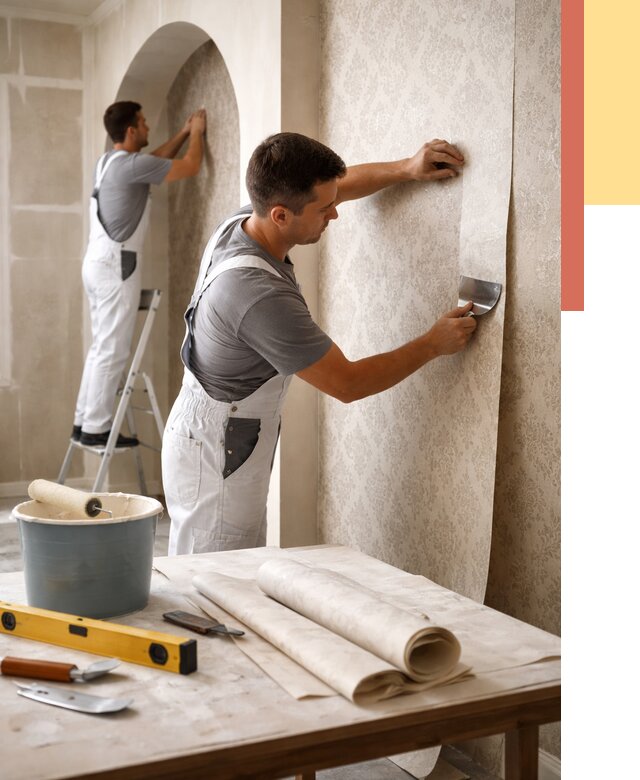 Поклейка обоев на сложные стены в Скопине от 2918 руб. под ключ | ОТДЕЛОЧНИК-Скп