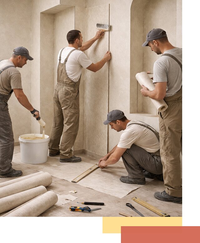 Поклейка обоев на сложные стены и неровные поверхности в Скопине