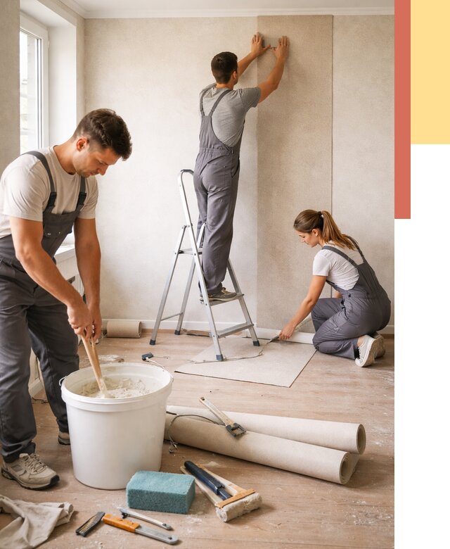 Оклейка стен обоями в Скопине от 3647 руб/м2 — быстро и недорого | ОТДЕЛОЧНИК-Скп