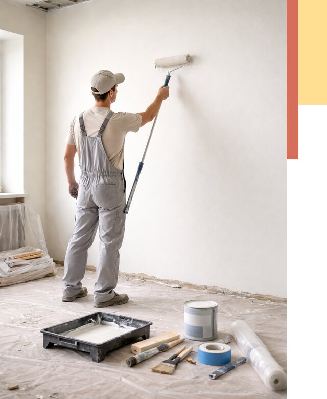 Покраска стен водоэмульсионной краской в Скопине от 469 руб. за м² | ОТДЕЛОЧНИК-Скп