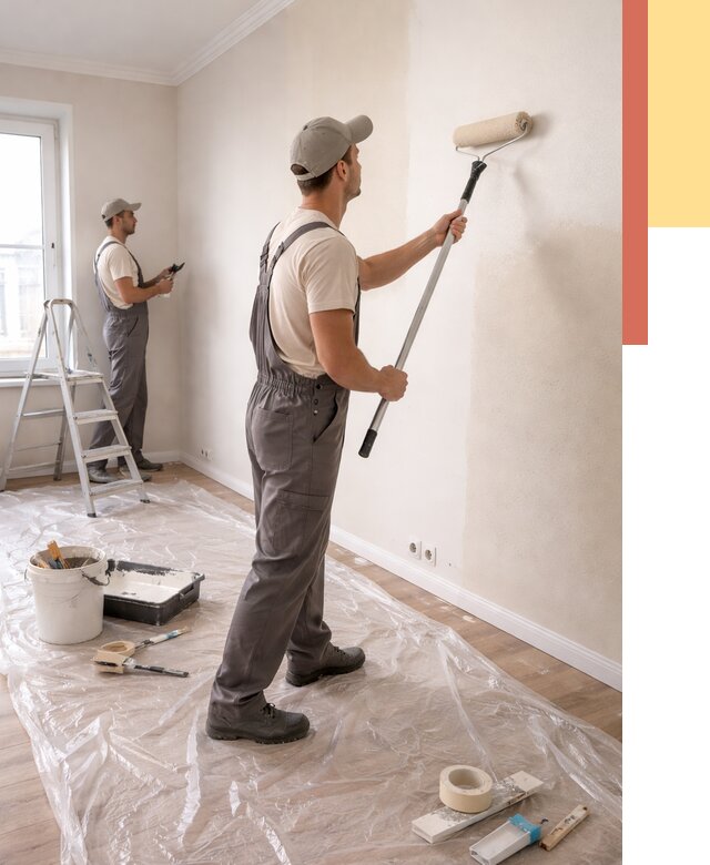 Покраска стен акриловой краской в Скопине от 3647 руб./м² — быстро и недорого | ОТДЕЛОЧНИК-Скп