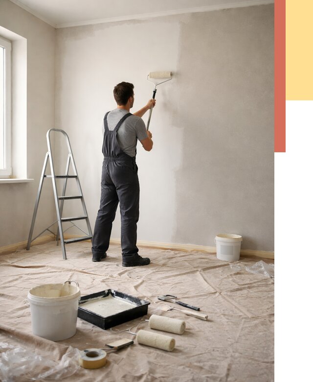 Покраска стен моющейся краской в Скопине от 365 руб./м² — быстро и недорого | ОТДЕЛОЧНИК-Скп