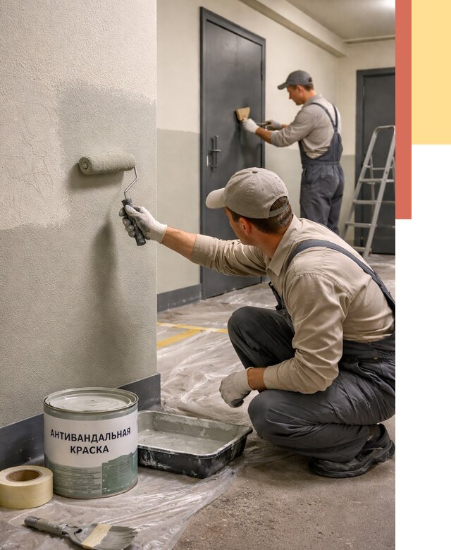 Покраска стен антивандальной краской в Скопине от 4689 руб./м² под ключ | ОТДЕЛОЧНИК-Скп
