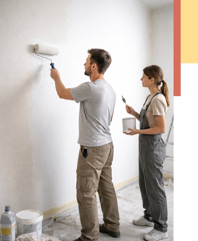 Окраска стен по стеклохолсту в Скопине от 4689 руб/м² под ключ | ОТДЕЛОЧНИК-Скп