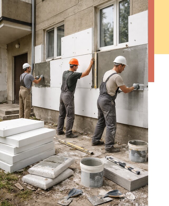 Утепление стен пенопластом в Скопине от 1824 руб. — недорого и под ключ | ОТДЕЛОЧНИК-Скп