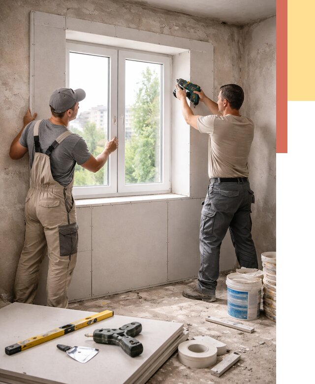 Монтаж откосов из гипсокартона в Скопине от 4689 руб. под ключ | ОТДЕЛОЧНИК-Скп