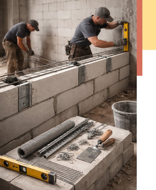 Армирование кладки перегородок в Скопине от 782 руб. под ключ | ОТДЕЛОЧНИК-Скп