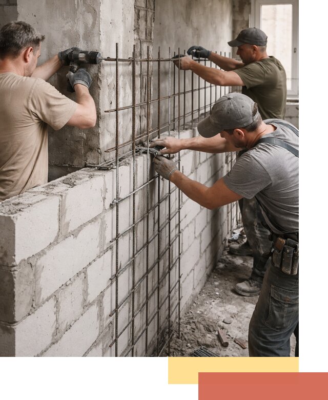 Армирование кладки перегородок в Скопине профессионально и надёжно