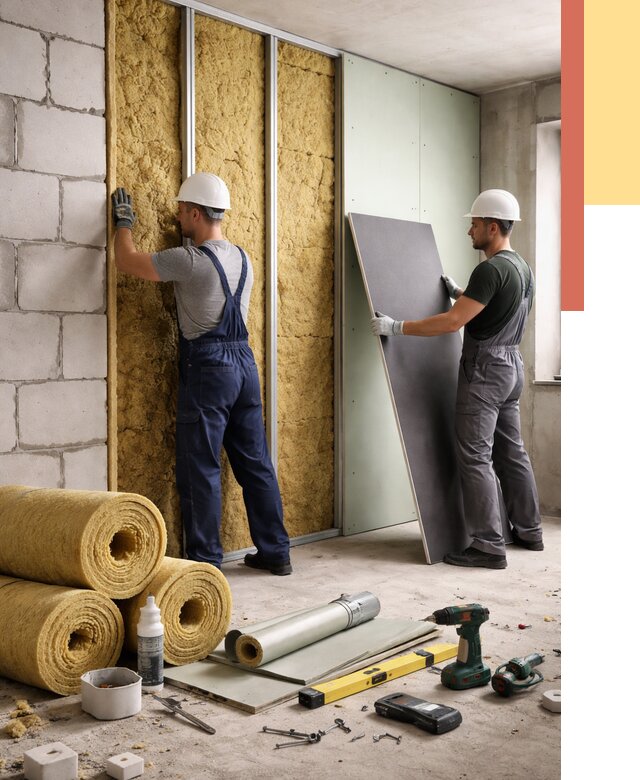 Шумоизоляция перегородок из блоков в Скопине от 1928 руб./м² — быстро и недорого | ОТДЕЛОЧНИК-Скп