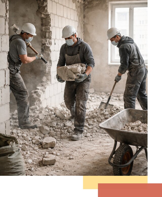 Демонтаж блочных перегородок в Скопине быстро и аккуратно