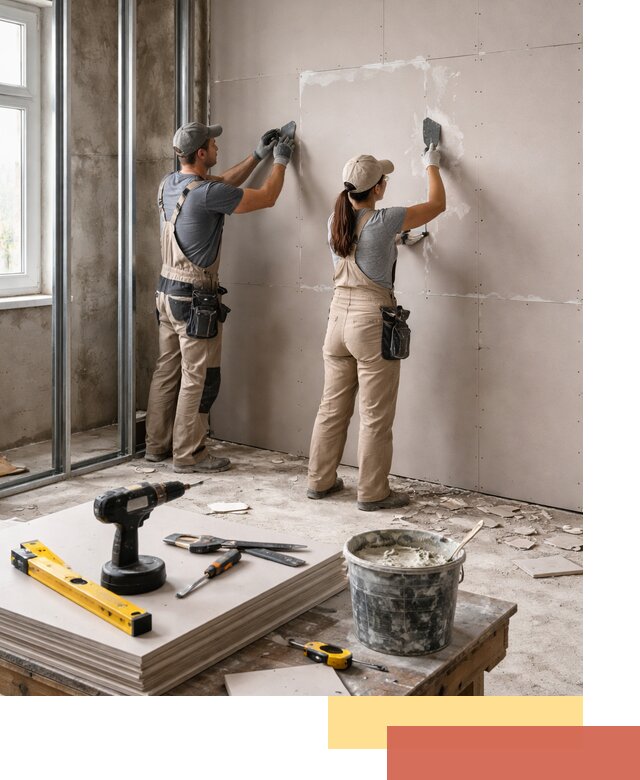 Монтаж двухслойной перегородки из гипсокартона в Скопине