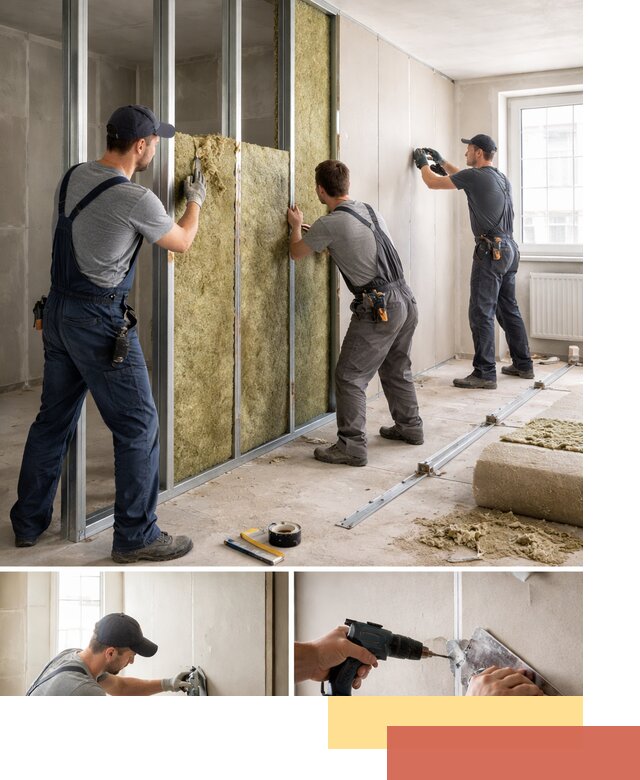 Перегородка из гипсокартона с шумоизоляцией в Скопине — монтаж под ключ