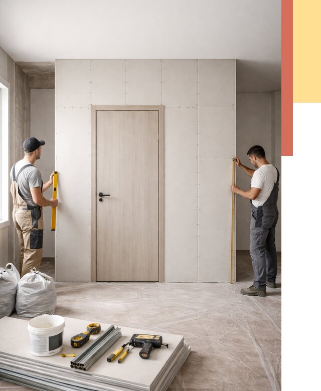 Перегородка из гипсокартона с дверью в Скопине от 4689 руб. под ключ | ОТДЕЛОЧНИК-Скп