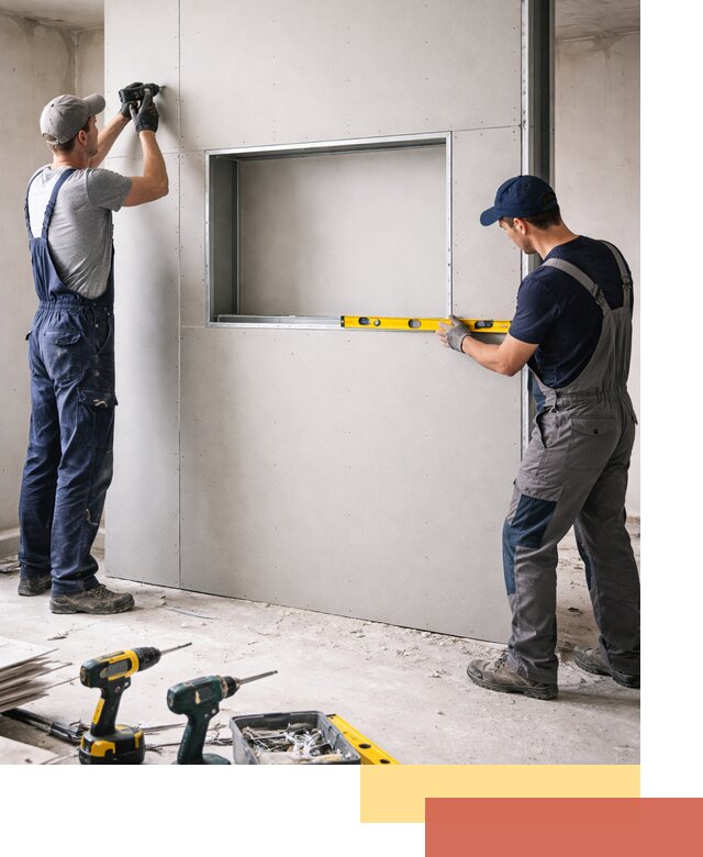 Перегородка из гипсокартона с нишей под декор в Скопине