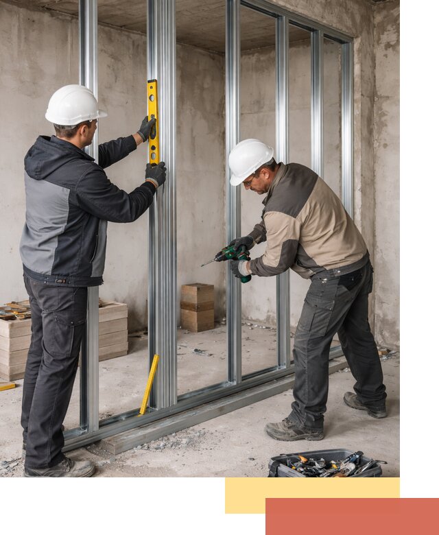 Монтаж каркаса перегородки из профиля в Скопине