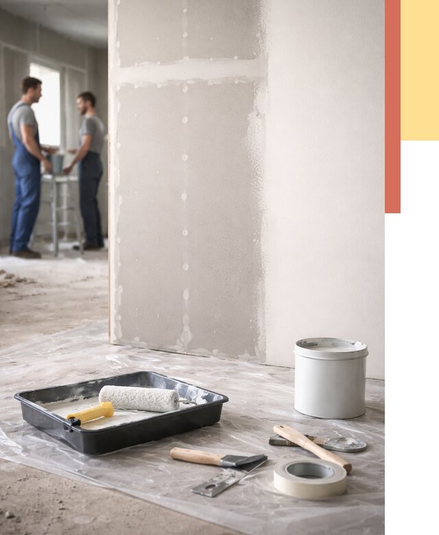 Покраска перегородок из гипсокартона в Скопине от 4689 руб. под ключ | ОТДЕЛОЧНИК-Скп