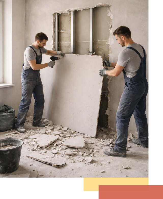 Демонтаж перегородки из гипсокартона в Скопине быстрый и аккуратный