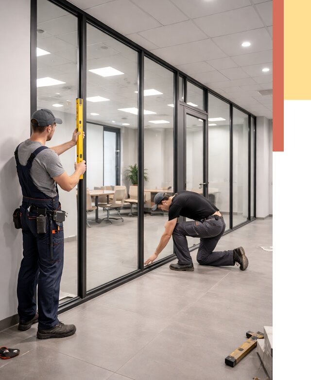 Каркасные стеклянные перегородки в Скопине под ключ от 9587 руб. | ОТДЕЛОЧНИК-Скп