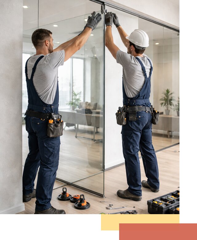 Безрамные стеклянные перегородки под ключ в Скопине