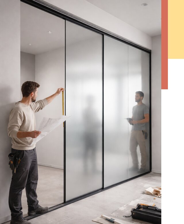 Матовые стеклянные перегородки в Скопине от 8858 руб. — монтаж и установка | ОТДЕЛОЧНИК-Скп