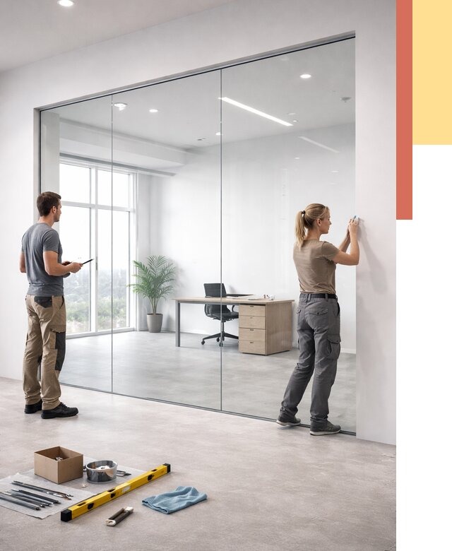 Перегородки из закаленного стекла в Скопине от 9900 руб. под ключ | ОТДЕЛОЧНИК-Скп