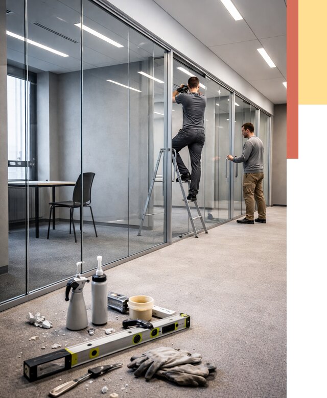 Стеклянные офисные перегородки в Скопине от 8858 руб. — монтаж и установка | ОТДЕЛОЧНИК-Скп