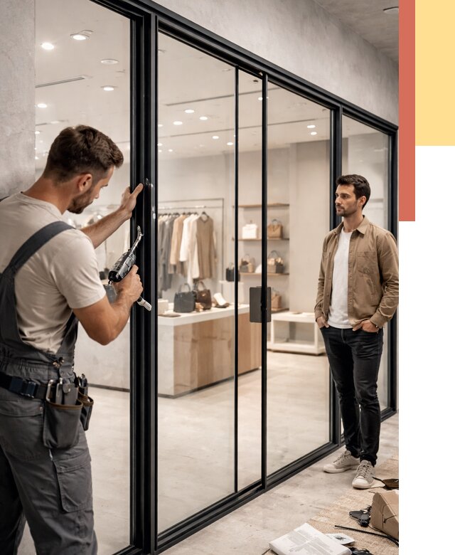 Стеклянные перегородки для магазинов в Скопине от 8545 руб. под ключ | ОТДЕЛОЧНИК-Скп