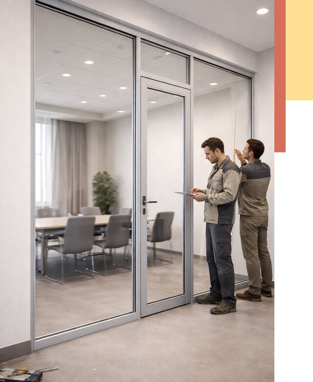 Установка и монтаж алюминиевых перегородок со стеклом в Скопине от 8545 руб. | ОТДЕЛОЧНИК-Скп