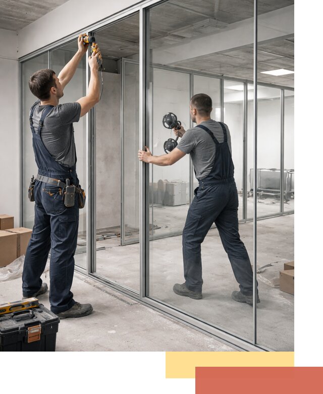 Алюминиевые перегородки со стеклом в Скопине — изготовление и монтаж