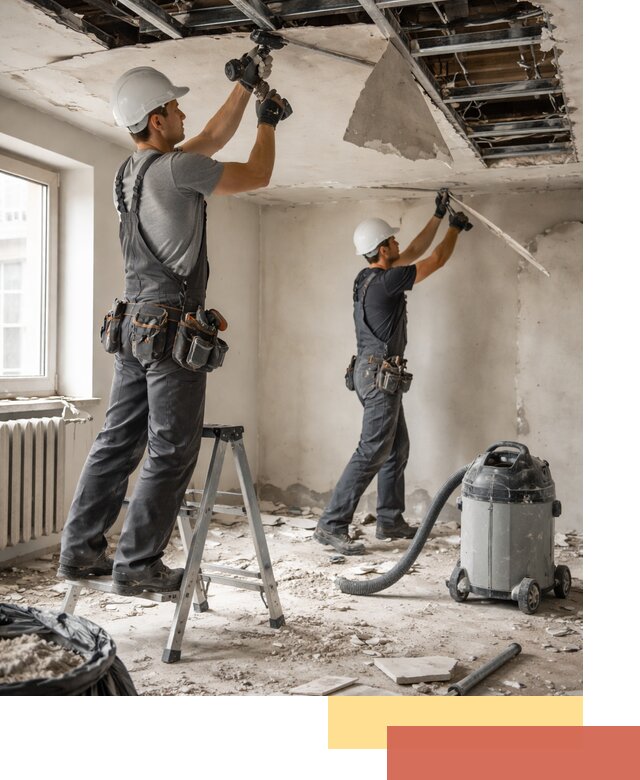 Демонтаж гипсокартонного потолка в Скопине быстро и аккуратно