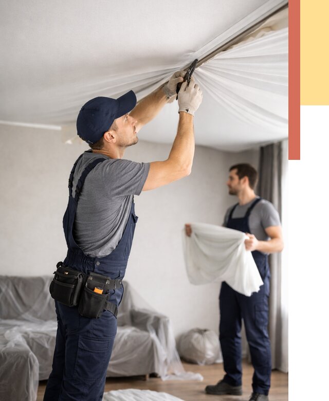 Демонтаж натяжного потолка в Скопине от 4689 руб. — снятие и разбор под ключ | ОТДЕЛОЧНИК-Скп