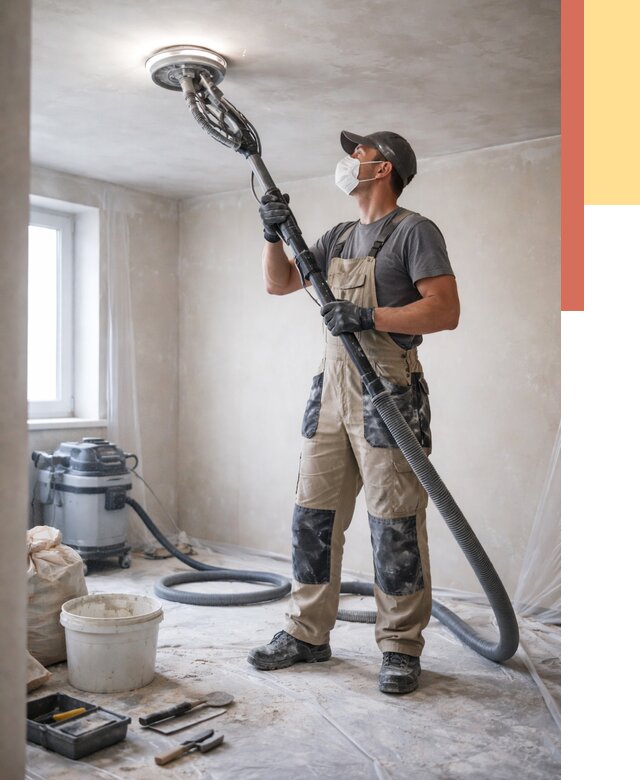 Шлифовка потолка в Скопине от 3647 руб. — услуги шлифования потолка | ОТДЕЛОЧНИК-Скп