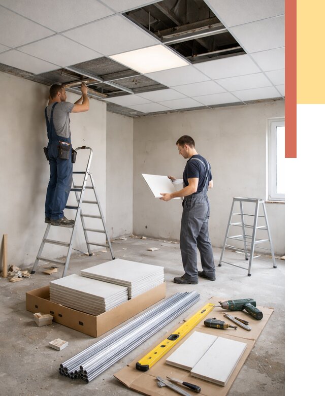 Монтаж потолка армстронг в Скопине от 4689 руб/м2 — быстрая установка под ключ | ОТДЕЛОЧНИК-Скп