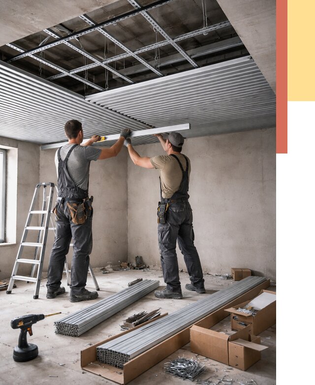 Монтаж реечного потолка в Скопине от 4689 руб. под ключ | ОТДЕЛОЧНИК-Скп