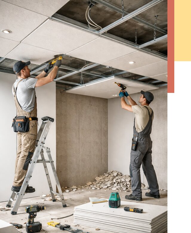 Монтаж акустического потолка в Скопине от 6774 руб/м2 — быстро и недорого | ОТДЕЛОЧНИК-Скп