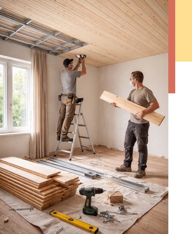 Монтаж потолка из вагонки в Скопине от 6774 руб. | Быстро и недорого — ОТДЕЛОЧНИК-Скп